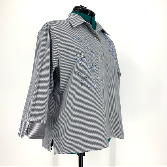 Alfred Dunner 3/4 Sleeve Embellished Top 14 Petite - Picture 9 of 16